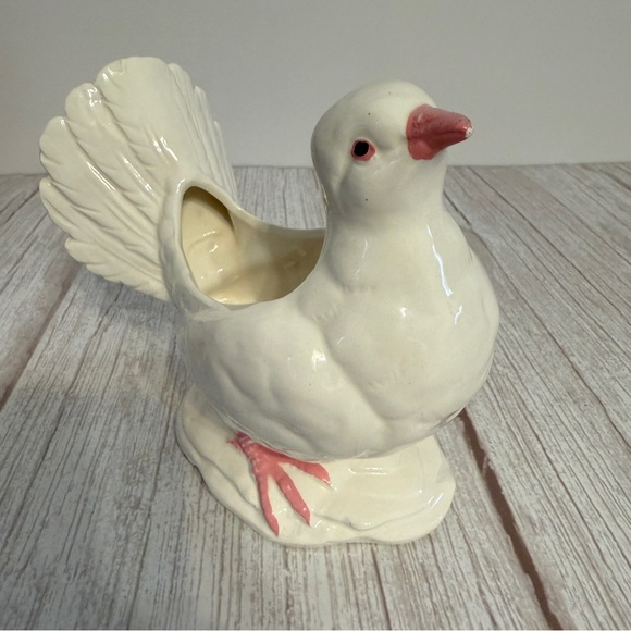 5" Ceramic White Dove Pigeon Bird Planter Figurine Made in Japan Vintage Chip - Picture 10 of 10